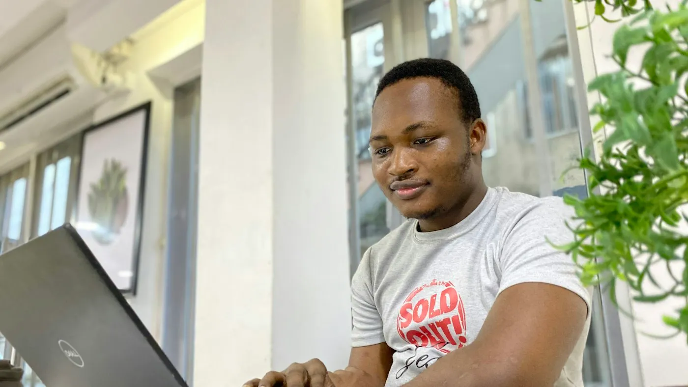 Business owner working on a laptop